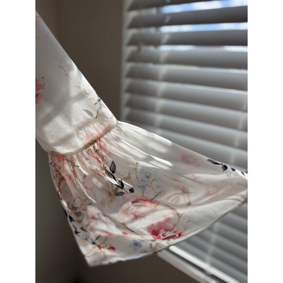 White House Black Market Floral Chiffon Bell Sleeve Blouse | Size M - Picture 5 of 11